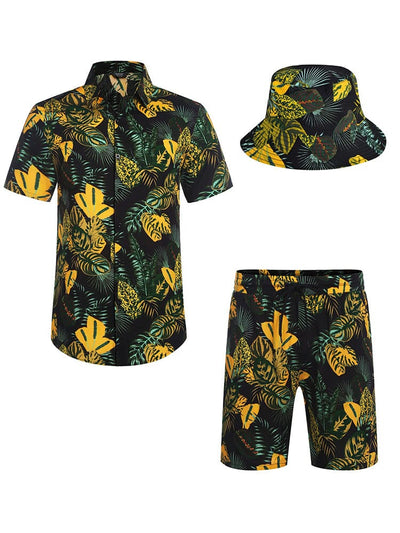 Hawaiian Beach Sets with Bucket Hat (US Only) Sets coofandy 