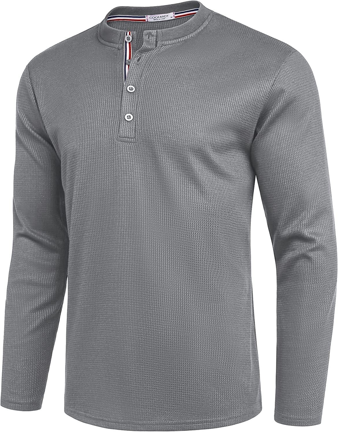 Long Sleeve Waffle Henley Shirts (US Only) T-Shirt Coofandy's Dark Grey S 