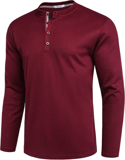 Long Sleeve Waffle Henley Shirts (US Only) T-Shirt Coofandy's 