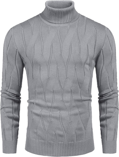 Slim Fit Turtleneck Knitted Pullover Sweaters (US Only) Sweaters Coofandy's Grey S 