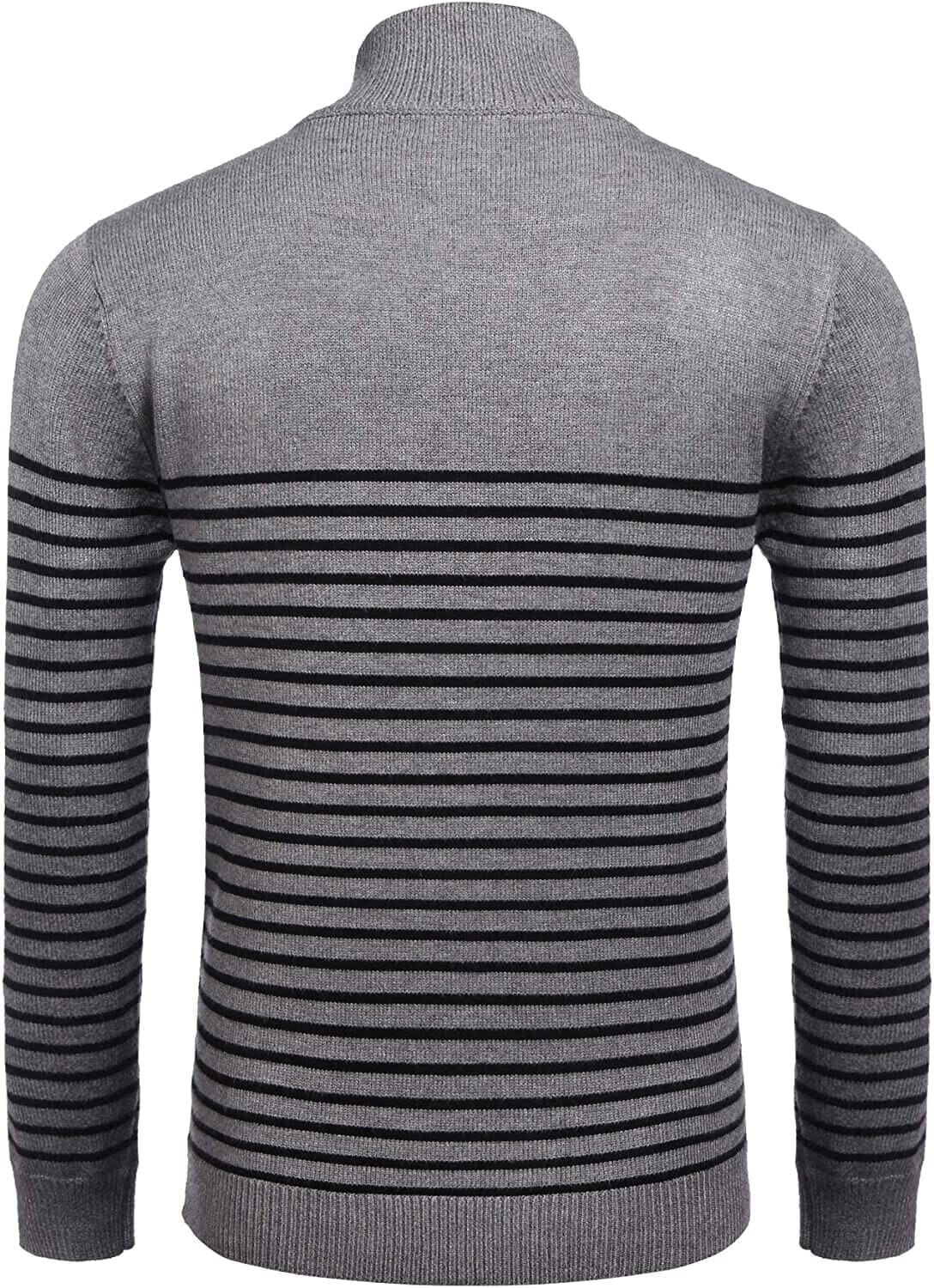 Striped Zip Up Mock Neck Pullover Sweaters (US Only) Sweaters COOFANDY Store 