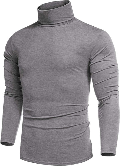 Slim Fit Turtleneck Basic Cotton Sweater (US Only) Sweaters COOFANDY Store Grey S 