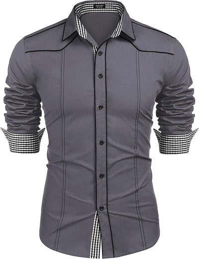 Casual Long Sleeve Shirts (US Only) Shirts Coofandy's Dark Grey S 