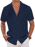 Casual Linen Relaxed Fit Shirt (US Only) Shirts coofandy Navy Blue S 