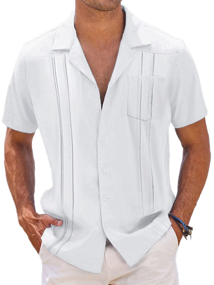 Casual Linen Relaxed Fit Shirt (US Only) Shirts coofandy White S 