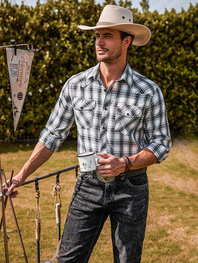 Plaid Long Sleeve Casual Shirt with Pockets (US Only) Shirts COOFANDY Store 