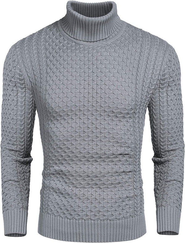 Slim Fit Turtleneck Knitted Twisted Pullover Sweaters (US Only) Sweaters Coofandy&