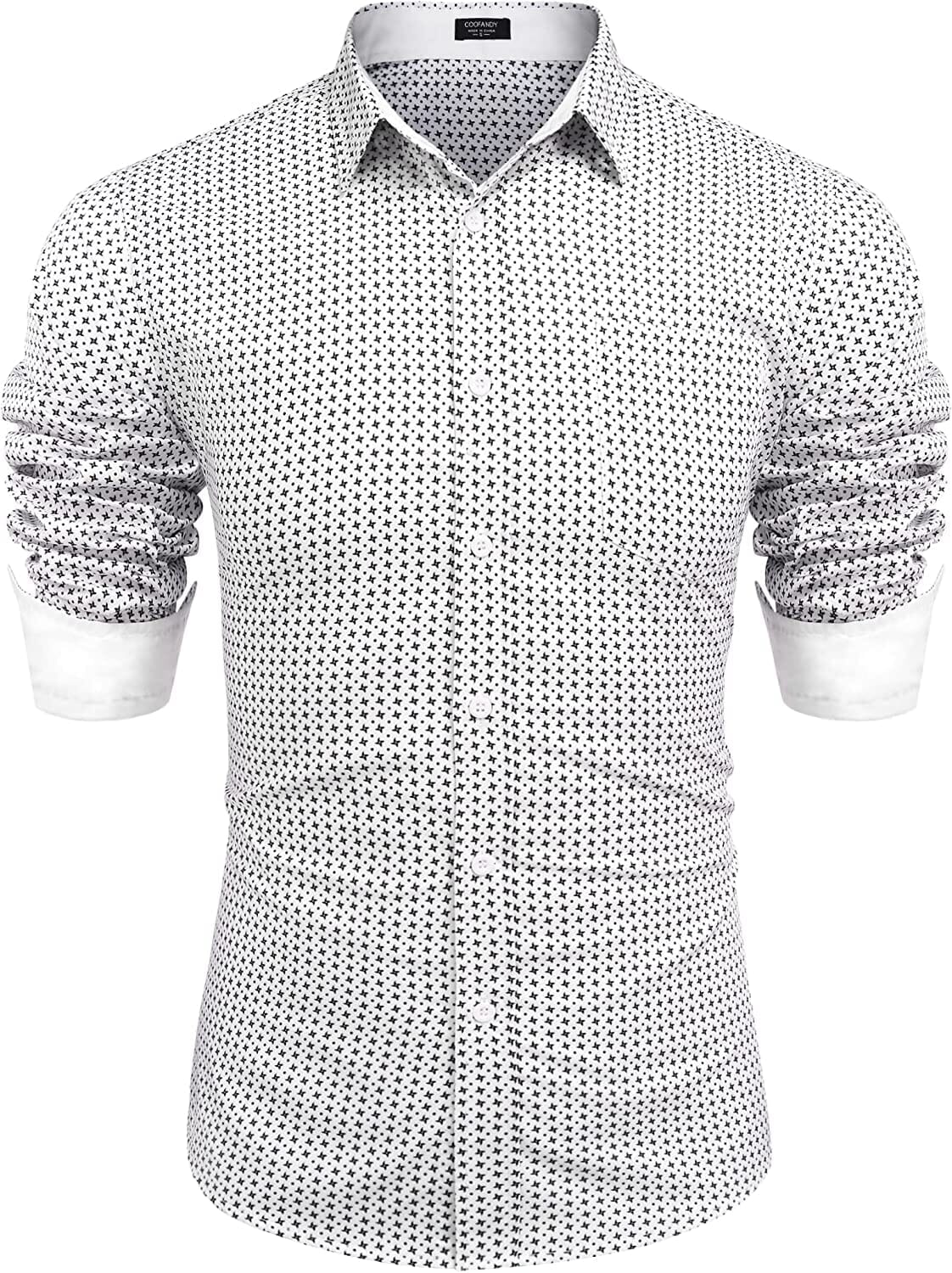 Coofandy Men's Casual Long Sleeve Shirt (US Only) Shirts Coofandy's White(windmill) S 