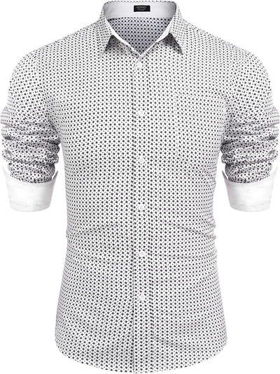 Coofandy Men's Casual Long Sleeve Shirt (US Only) Shirts Coofandy's White(windmill) S 