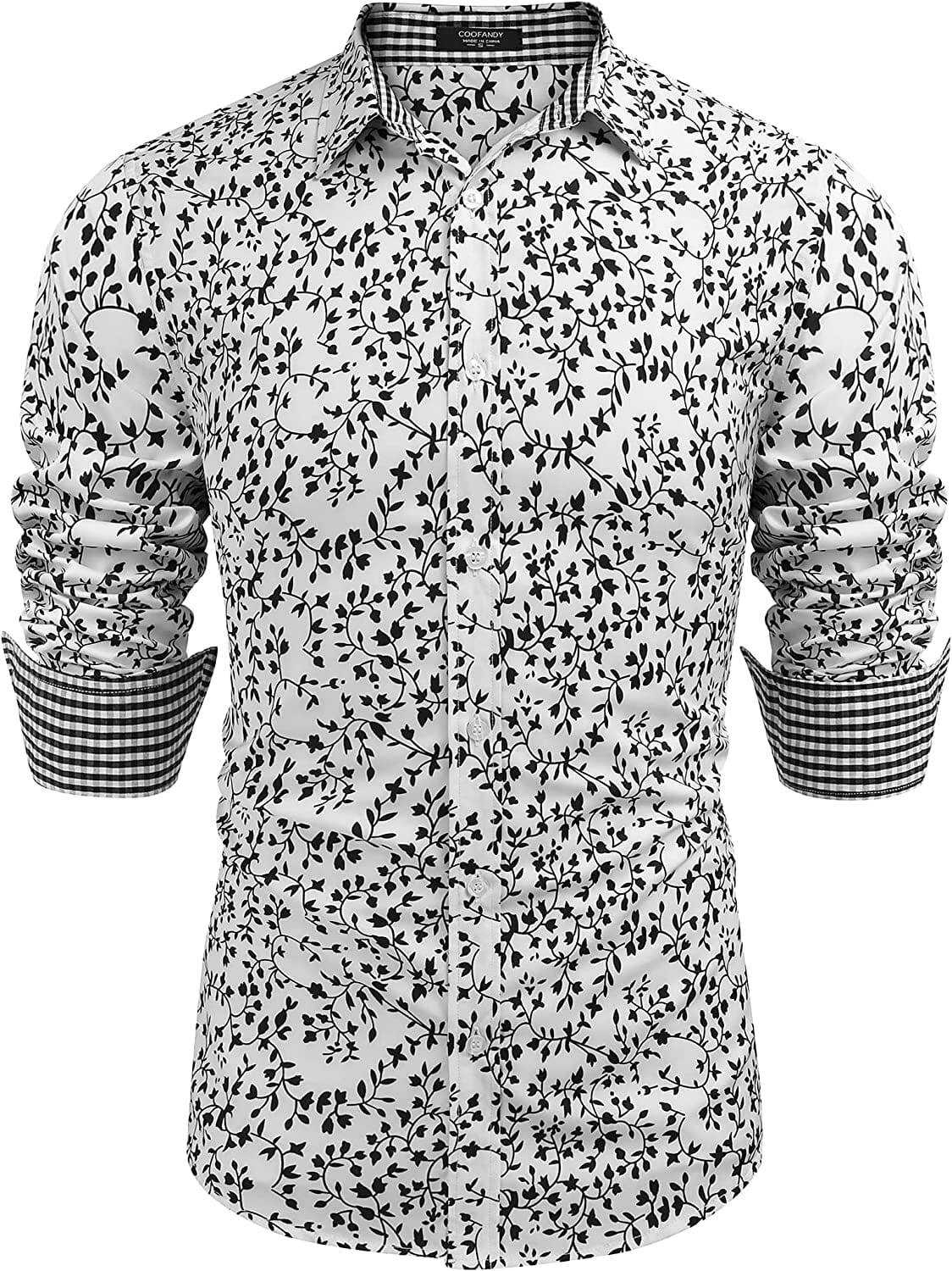 Floral Button Down Flower Printed Shirt (US Only) Shirts Coofandy's White&black S 