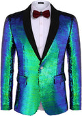 Shiny Sequin Blazer Tuxedo Suit (US Only) Blazer Coofandy Blue Green S 
