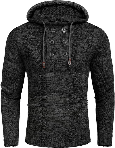 Casual Pullover Knitted Hoodies (US Only) Hoodies COOFANDY Store Black S 