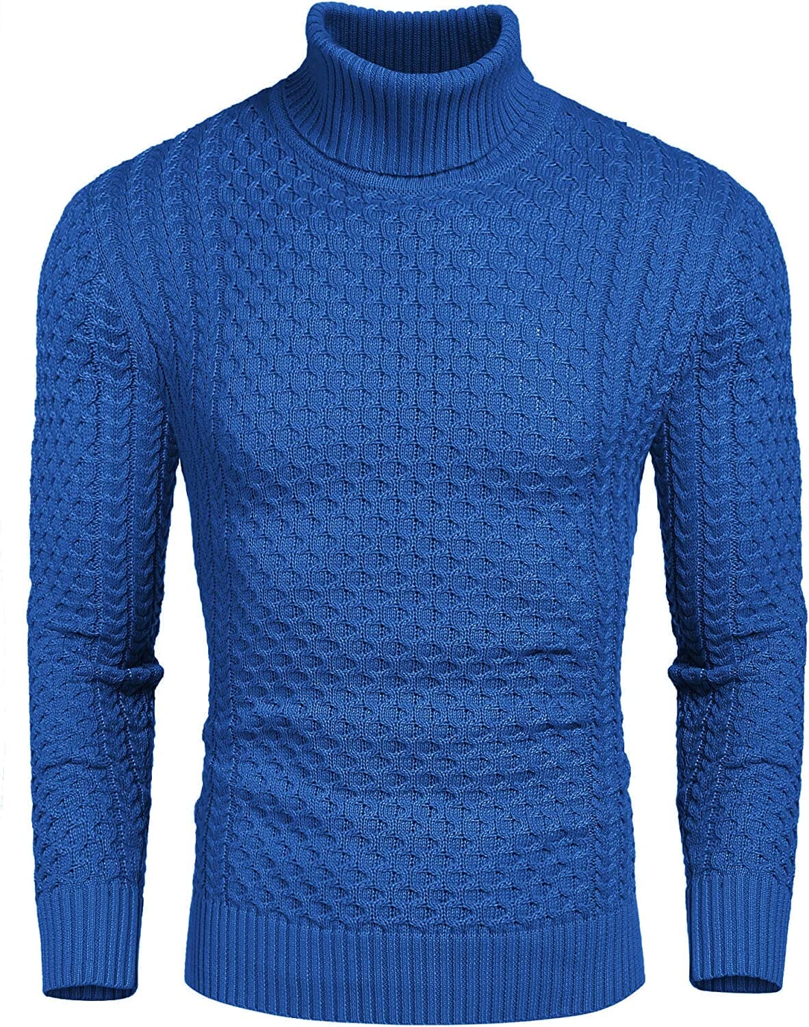 Slim Fit Turtleneck Twisted Sweater (US Only) Sweaters Coofandy's Royal Blue S 