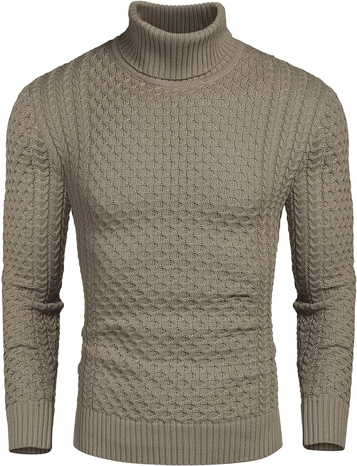 Slim Fit Turtleneck Knitted Twisted Pullover Sweaters (US Only) Sweaters Coofandy's 