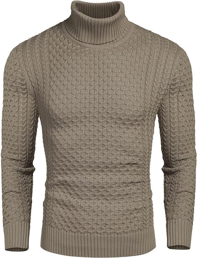 Slim Fit Turtleneck Knitted Twisted Pullover Sweaters (US Only) Sweaters Coofandy's 