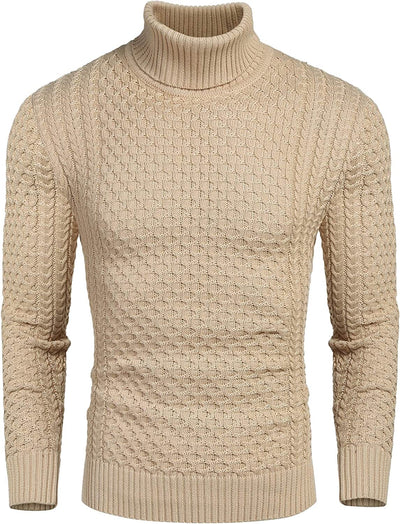 Slim Fit Turtleneck Twisted Sweater (US Only) Sweaters Coofandy's Khaki XS 