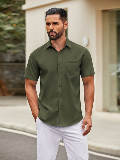 Casual Simple Button Down Shirt (US Only) Shirts coofandy Army Green S 