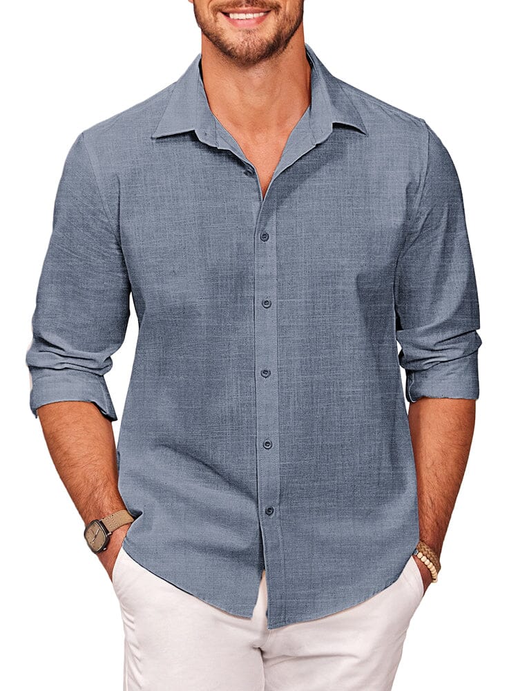 100% Cotton Oxford Shirt (US Only) Shirts coofandy Navy Blue S 