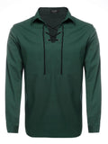 Casual Lace Up Henley Shirt (US Only) Shirts coofandy Green S 
