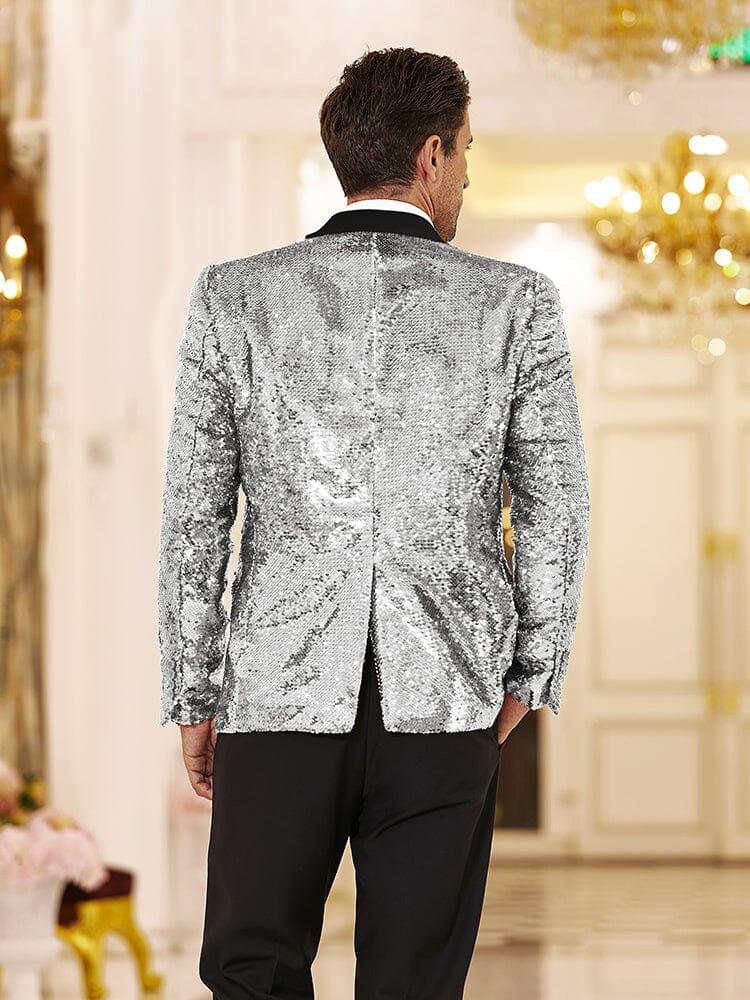 Men's Shiny Sequins Suit Jacket (US Only) Blazer coofandy 