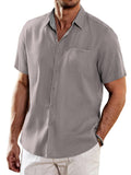 Casual Unique Collar Cotton Linen Shirt (US Only) Shirts coofandy Dark Grey S 