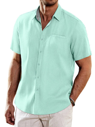 Casual Unique Collar Cotton Linen Shirt (US Only) Shirts coofandy Green S 