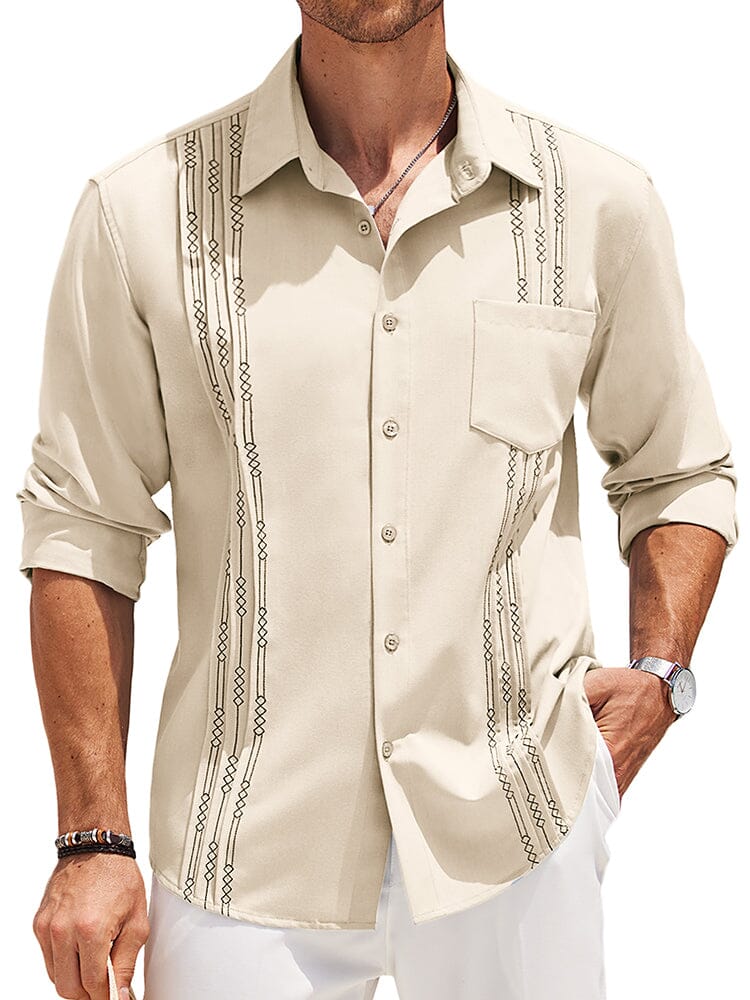 Casual Summer Beach Guayabera Shirt (US Only) Shirts coofandy Khaki S 