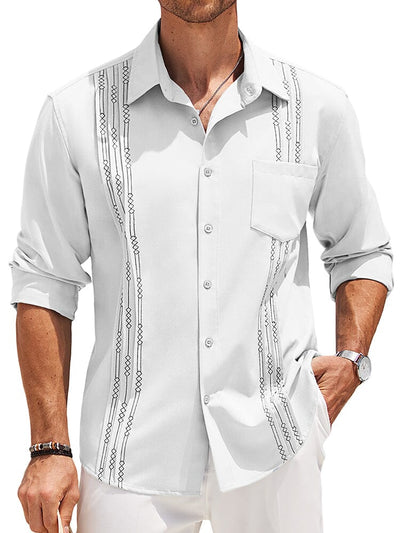 Casual Summer Beach Guayabera Shirt (US Only) Shirts coofandy White S 