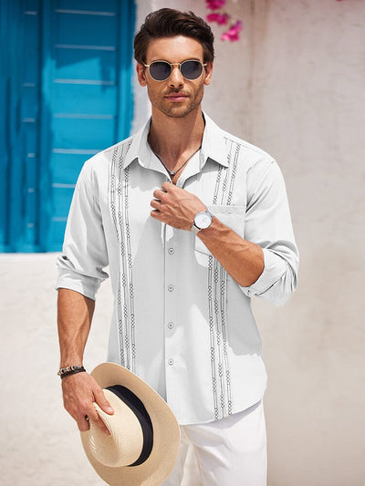 Casual Summer Beach Guayabera Shirt (US Only) Shirts coofandy 