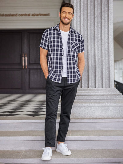 Casual Short Sleeve Plaid Shirt (US Only) Shirts coofandystore 
