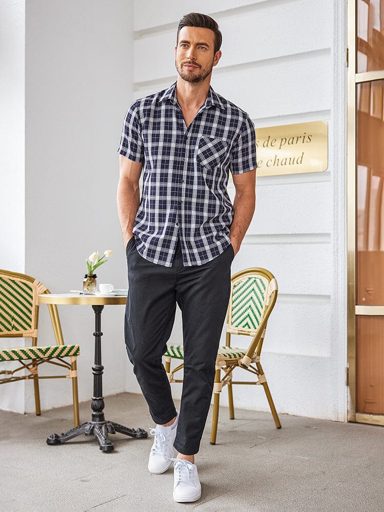 Casual Short Sleeve Plaid Shirt (US Only) Shirts coofandystore 