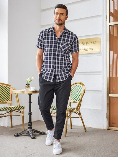 Casual Short Sleeve Plaid Shirt (US Only) Shirts coofandystore 