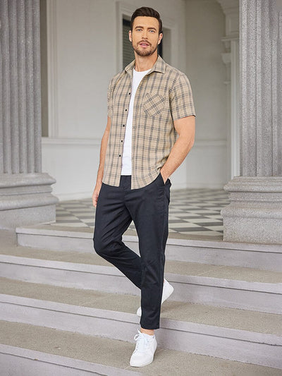 Casual Short Sleeve Plaid Shirt (US Only) Shirts coofandystore 