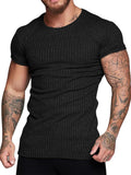 Stretch Pit Stripe Gym T-shirt (US Only) T-shirt coofandy Black S 