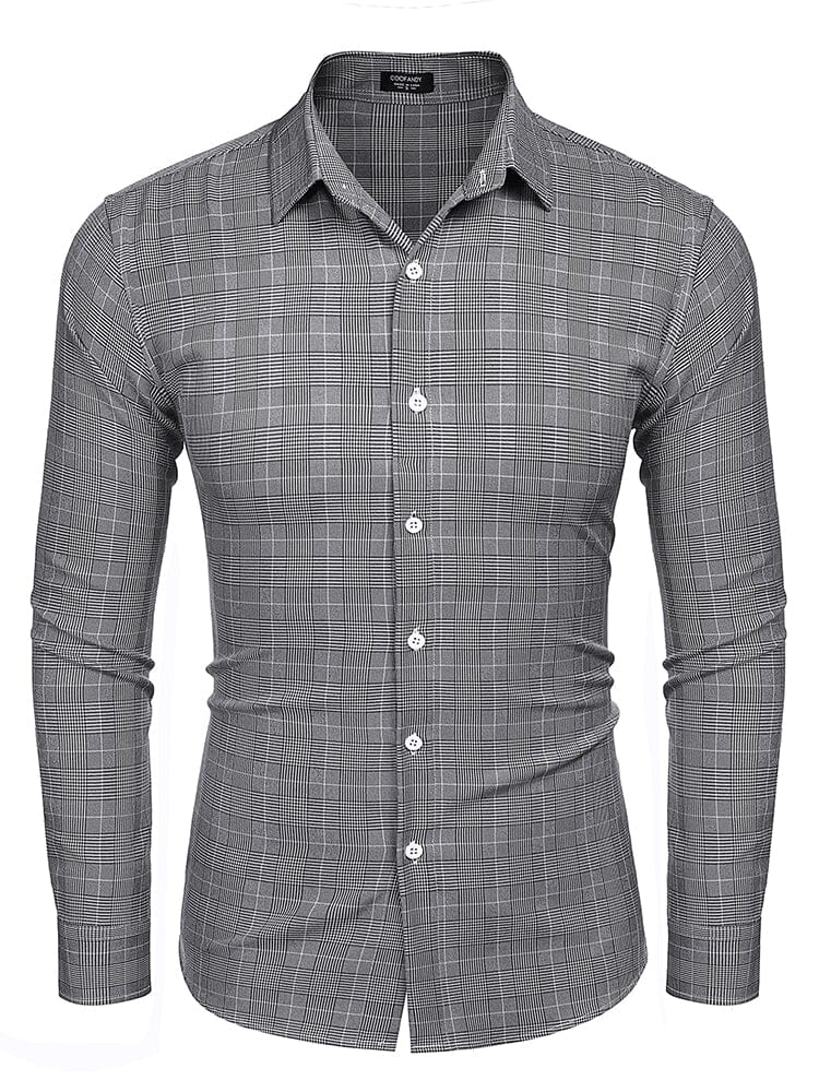 Classic Regular Fit Plaid Shirt (US Only) Shirts coofandy Black S 