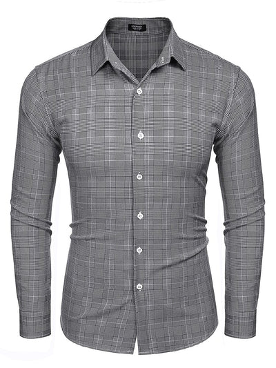 Classic Regular Fit Plaid Shirt (US Only) Shirts coofandy Black S 