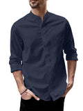 Breathable Button Up Linen Shirt (US Only) Shirts coofandy Dark Blue S 