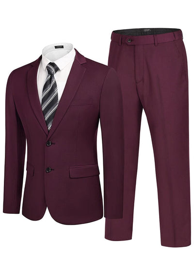 Classic 2-Piece Dress Suit (US Only) Suit Set coofandy Wine Red S 