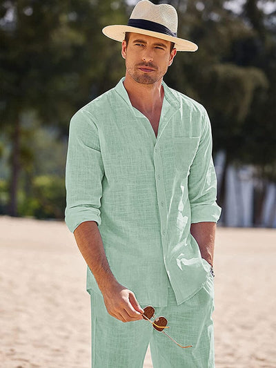 Casual Pure Cotton Beach Shirt Sets (US Only) Sets coofandy 