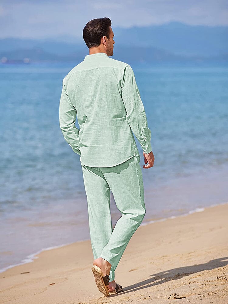 Casual Pure Cotton Beach Shirt Sets (US Only) Sets coofandy 