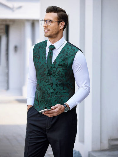 Paisley Vest Tux Set (US Only) Vest coofandy 