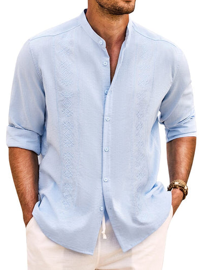 Soft Cotton Linen Button Shirt (US Only) Shirts coofandy Clear Blue S 