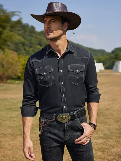 Western Cowboy Style Cotton Shirt (US Only) Shirts coofandy 