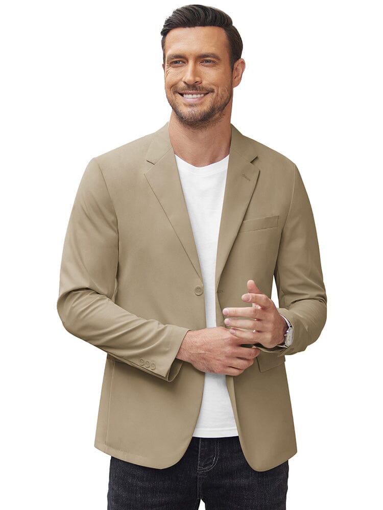 Loose Fit Two Button Casual Blazer (US Only) Blazer coofandy Dark Khaki S 