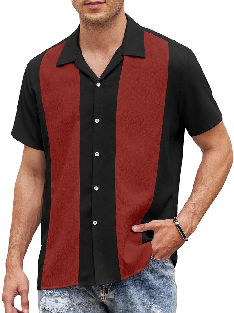 Casual Breathable Splicing Shirt (US Only) Shirts coofandy Black Red S 