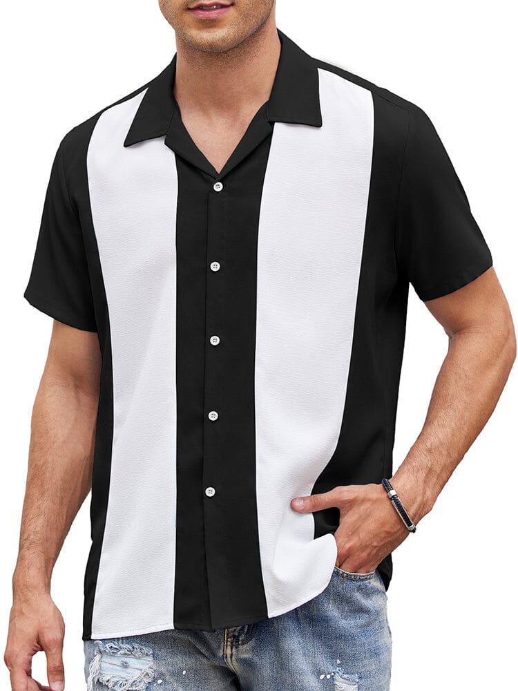 Casual Breathable Splicing Shirt (US Only) Shirts coofandy Black White S 