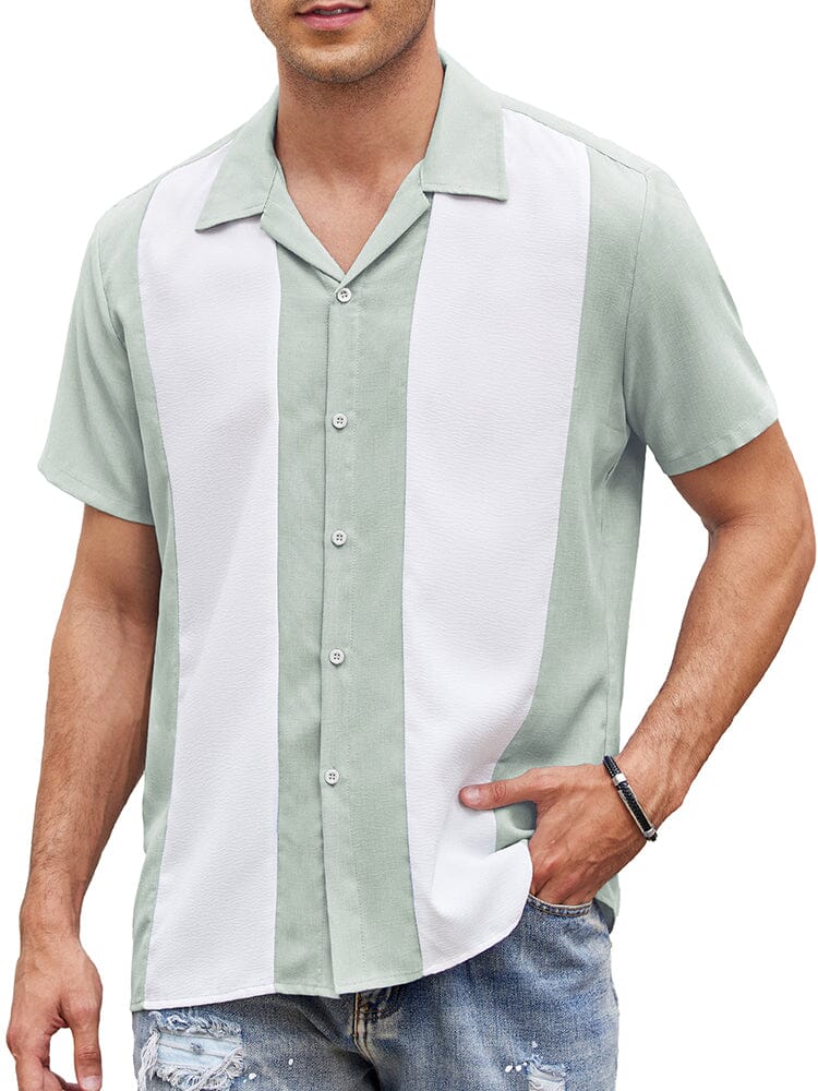 Casual Breathable Splicing Shirt (US Only) Shirts coofandy Green White S 