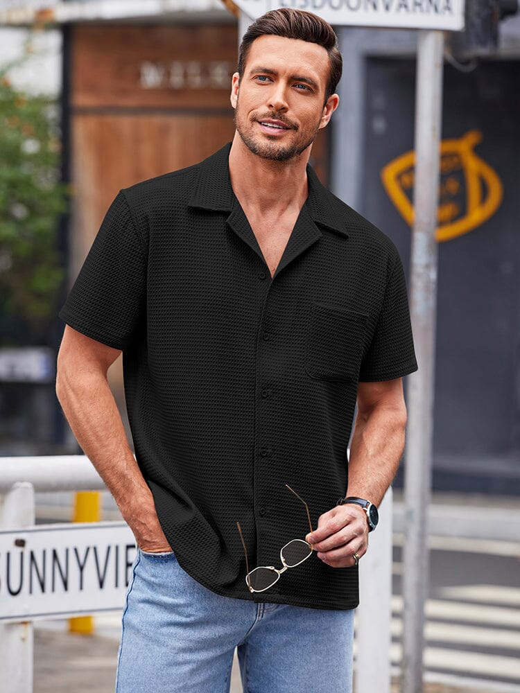 Waffle Loose Fit Short Sleeve Shirt (US Only) Shirts coofandystore 