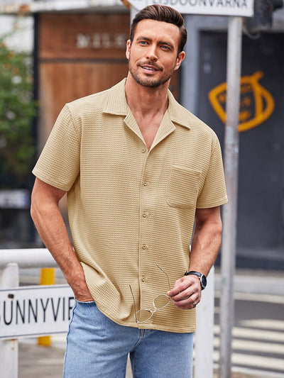 Waffle Loose Fit Short Sleeve Shirt (US Only) Shirts coofandystore 