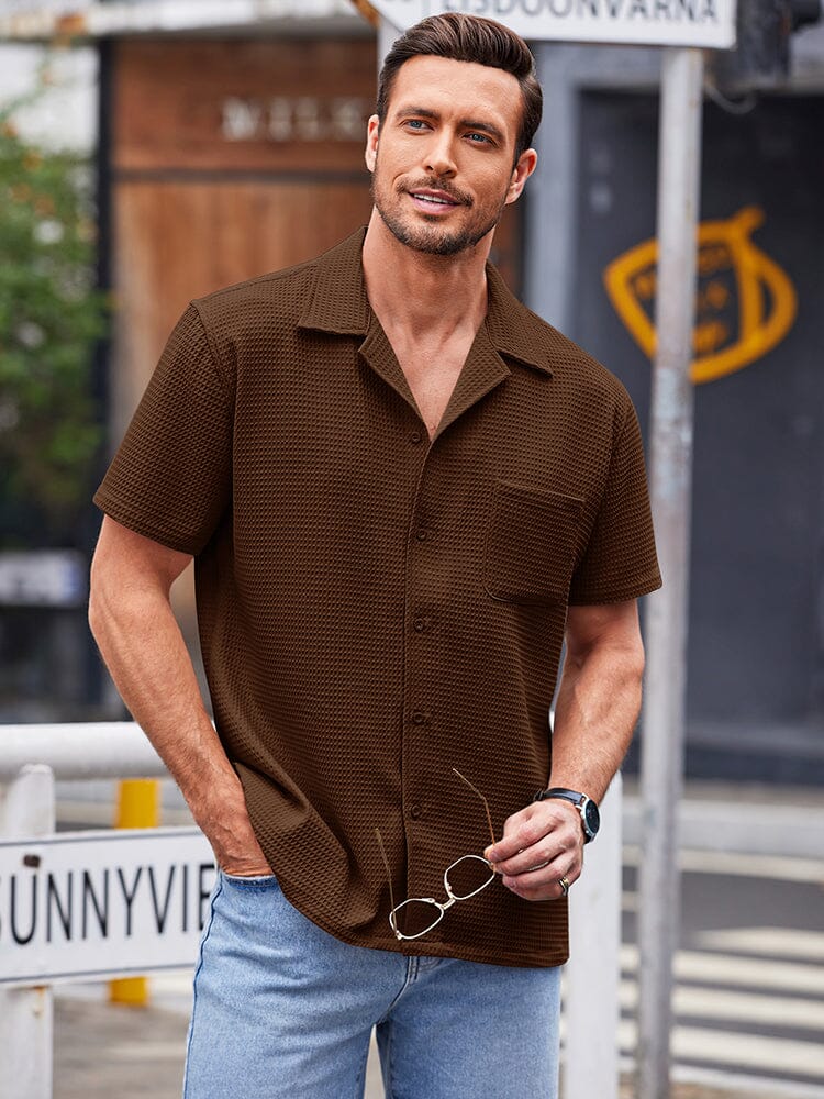 Waffle Loose Fit Short Sleeve Shirt (US Only) Shirts coofandystore 